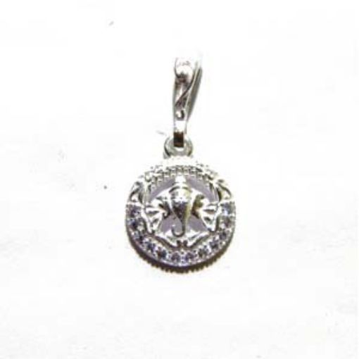 Silver Ganesh Pendant Round