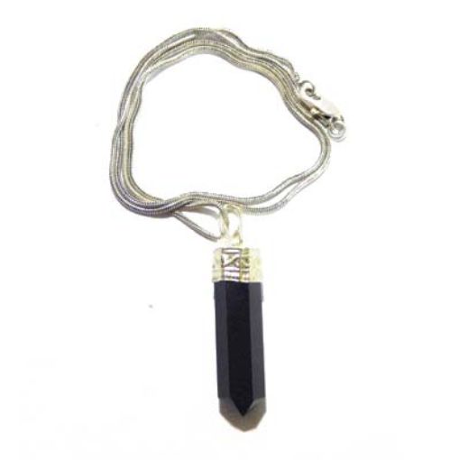 Black Tourmanine Pencil Pendant with Chain