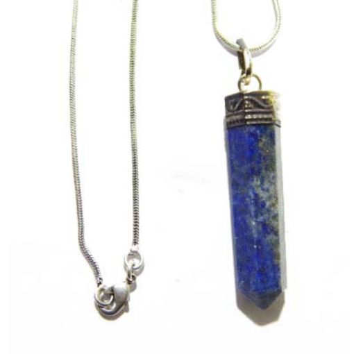 Lapis Lazuli  Pencil Pendant with Chain 