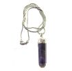 Amethyst  Pencil Pendant with Chain 
