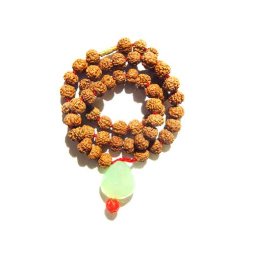 Rudraksha Mala with Green Aventurine Pendant