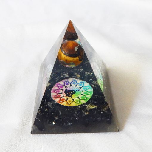 Orgone Pyramid, Black Tourmaline & Tiger Eye Pyramid 